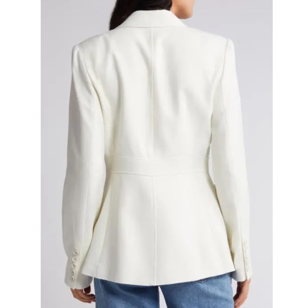 PAIGE Shania Peak Lapel Blazer Ivory Tonal 12 - Picture 2 of 12